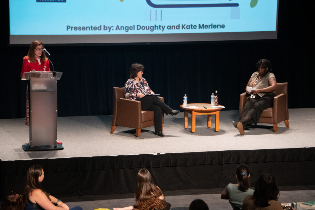 CCPL employees Angel Doughty and Kate Merlene discuss soon-to-be-published titles.