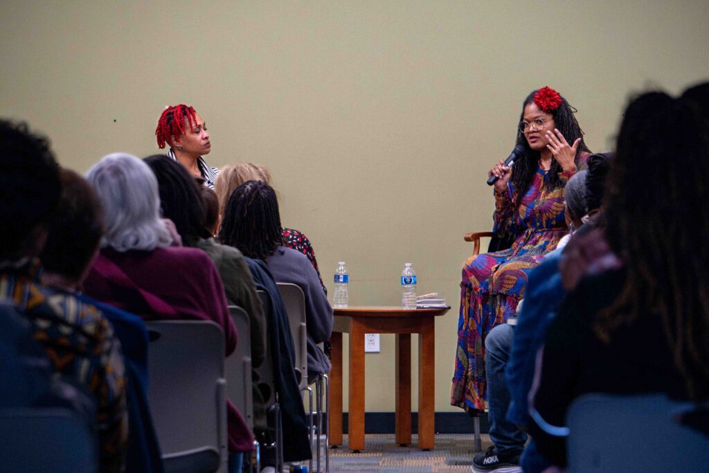 Author Dolan Perkins-Valdez speaks to an audience.